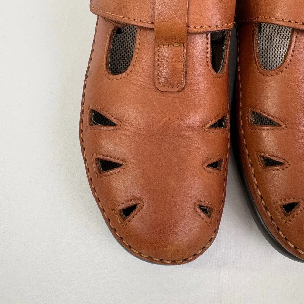 SAS Roamer Women's Cognac Brown Leather Mary Jane Comfort Walking‎ Shoes 7.5 N